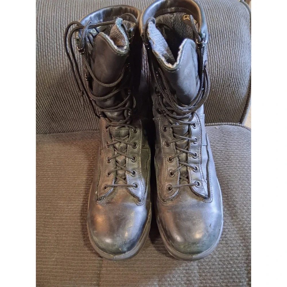 Mens Gore-Tex Black Leather Combat Boots Vibram Sole Tactical Work Hiking‎ Boots